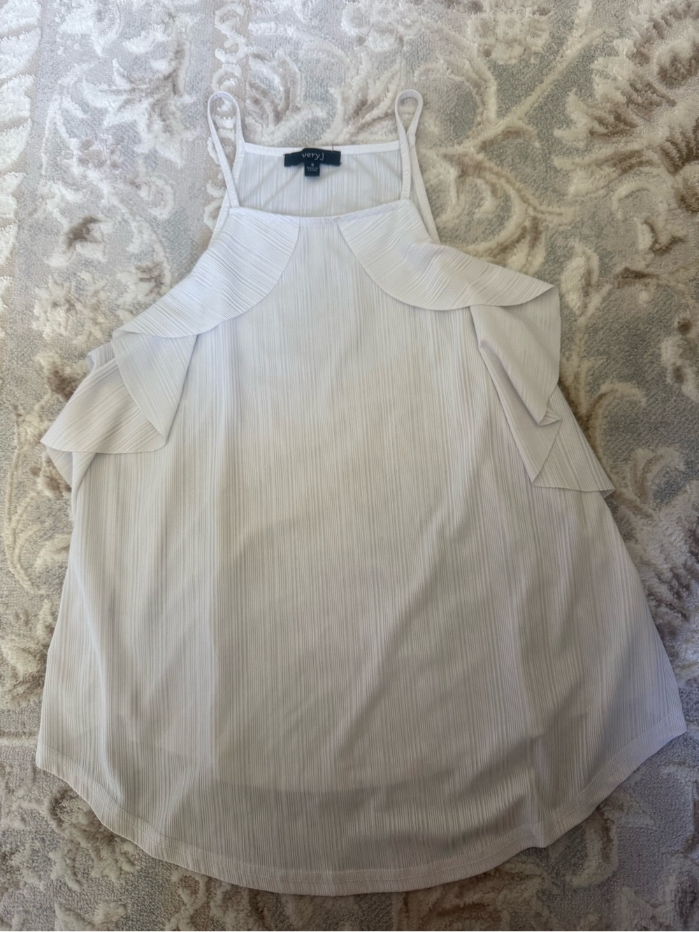Very J Ivory Ruffle Cold-Shoulder Camisole